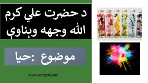د حضرت علي کرم الله وجهه وېناوې ـ موضوع : حیا