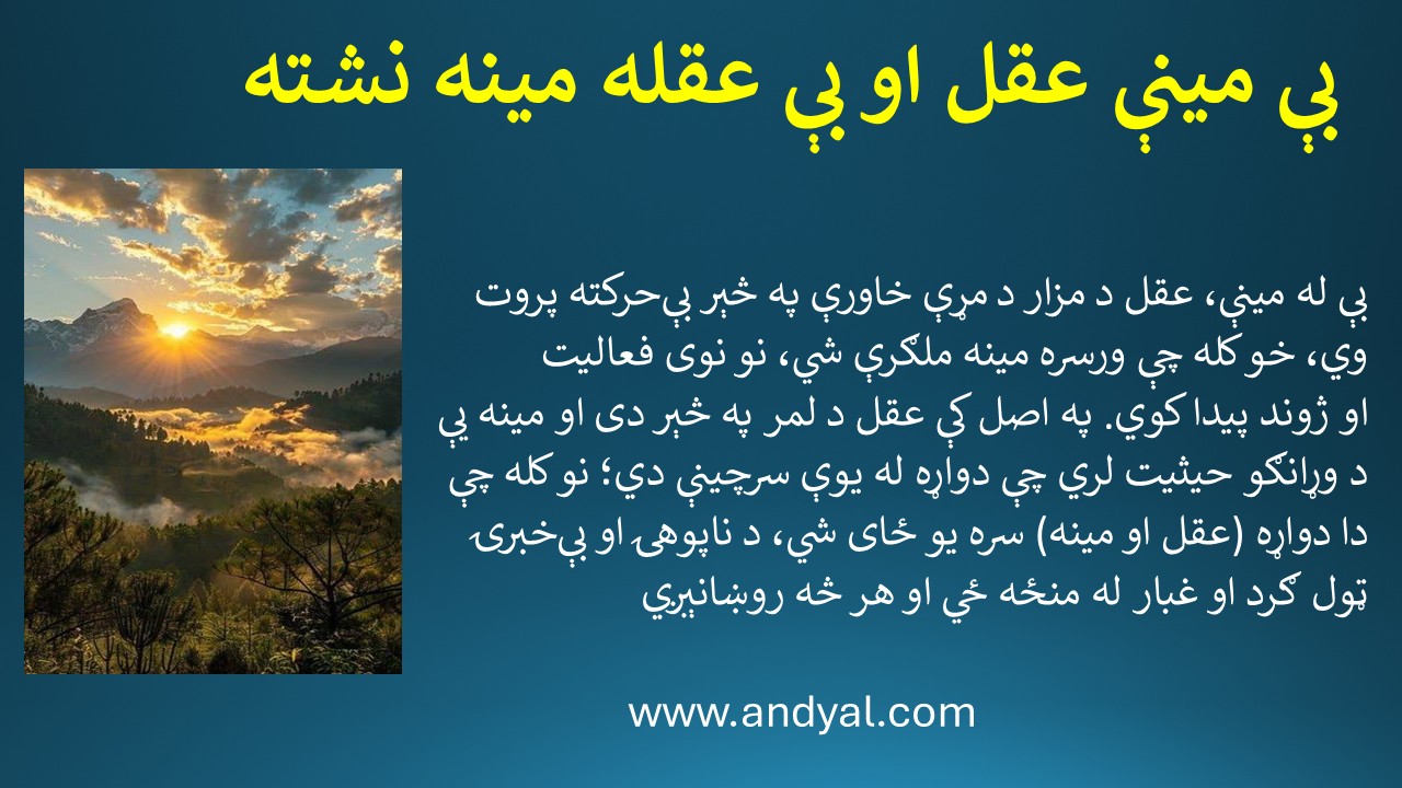 بې مېنې عقل او بې عقله مېنه نشته